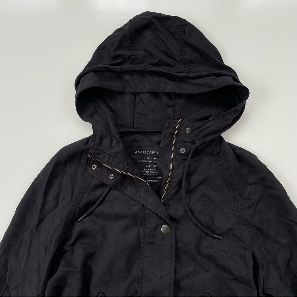 American Eagle Women's Black Hoodie Drapey OVERSIZED Full Zip Jacket Size XS - Picture 3 of 7